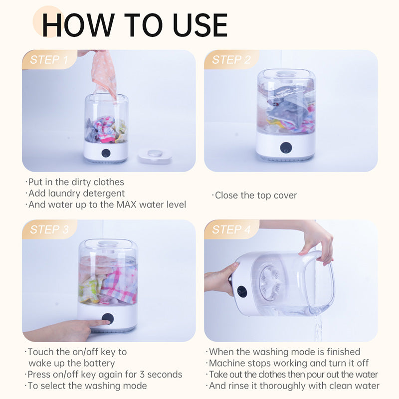 Portable Mini Washing Machine USB Rechargeable Cordless